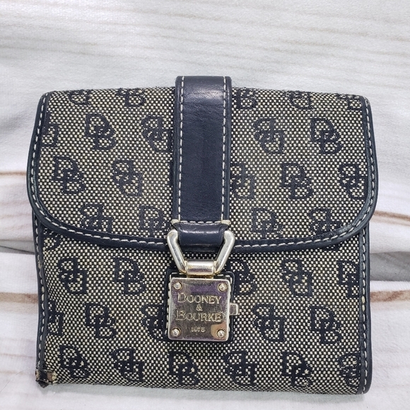 Douney & Bourke Signature 1975 Canvas Leather Trim Wallet Black Tan Vintage - Picture 16 of 16